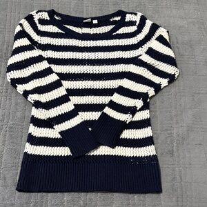 GAP Navy and Cream Striped Women's Sweater